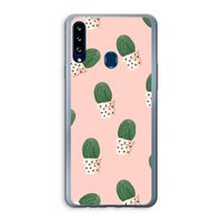 Cactusprint roze: Samsung Galaxy A20s Transparant Hoesje