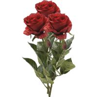 Kunstbloem roos Simone - 3x - rood - 73 cm - decoratie bloemen