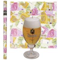 Bier kaars - Duits Stauder bier - H15 cm - inclusief cadeaupapier Euro geld biljetten - cadeau Bier kaars - Duits Stauder bier - H15 cm - inclusief cadeaupapier Euro geld biljetten - cadeau