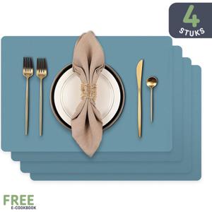 Sophie Nordinn Placemats - Placemat Vaxjo (Turquiose) - Placemats Kunststof - Set 4 stuks - 30x40 cm