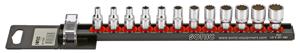 Doppenset 1/4", 12-kant 12-dlg. op rail 101201
