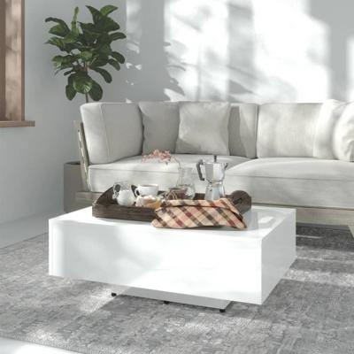 Salontafel 85x55x31 cm spaanplaat hoogglans wit