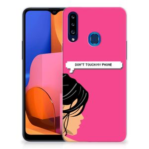 Samsung Galaxy A20s Silicone-hoesje Woman Don't Touch My Phone