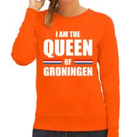 I am the Queen of Groningen Koningsdag sweater / trui oranje voor dames