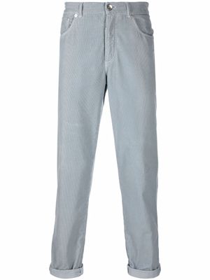 Brunello Cucinelli pantalon à effet velours côtelé - Bleu