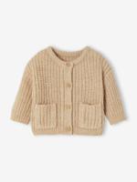 Babyvestje van grof gebreid breisel gemêleerd beige