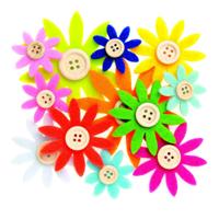 Hobby knopen - vilt - 12x - gekleurd - sixties bloemen met knoop - 3,5-7 cm Hobby knopen - vilt - 12x - gekleurd - sixties bloemen met knoop - 3,5-7 cm