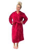 Capuchon saunabadjas velvet katoen/fleece - bordeauxrood