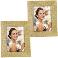 2x stuks houten fotolijstje goud met glitters geschikt voor een foto van 10 x 15 cm - thumbnail