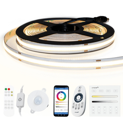 6 meter helder wit led strip cob met 504 leds per meter - complete set