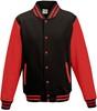 Just JH043 Varsity Jacket - Jet Black/Fire Red - XS