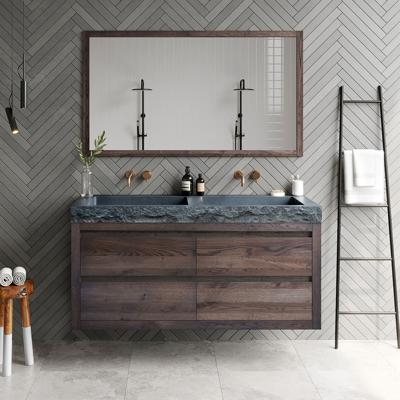 Badkamermeubelset Forzalaqua Palermo Doppio Graniet Gela 2.0 Charcoal 140 cm Met Spiegel Met 2 Kraangaten
