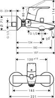 Hansgrohe Focus E2 badkraan met omstel en koppelingen chroom 31940000 - thumbnail