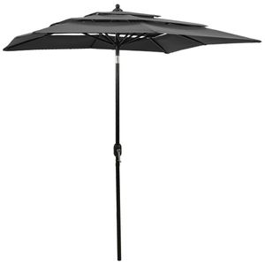 Parasol 3-laags met aluminium paal 2x2 m antracietkleurig