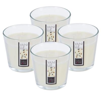 Atmosphera Candles Geurkaars - 4x - in glas - vanille aroma - 40 branduren - 13 x 12 cm