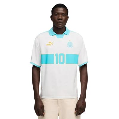 PUMA Olympique Marseille KING T-Shirt Retro Wit Lichtblauw Goud
