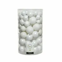 Decoris Kerstbal kunststof d6cm ass 100st wit Decoris Kerstbal kunststof d6cm ass 100st wit