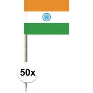 Cocktailprikkers vlag India - 50x stuks - 8 cm vlaggetjes - landen decoratie - Prikkertjes