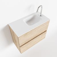 Toiletmeubel Mondiaz Ada | 60 cm | Meubelkleur Washed oak | Lex wastafel Talc Rechts | 1 kraangat