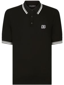 Dolce & Gabbana polo rayé à logo brodé - Noir