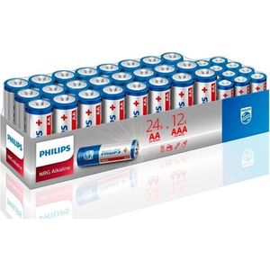 Philips 24xAA + 12xAAA Alkaline Batterijen