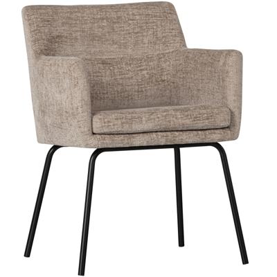 WOOOD Eetkamerstoel 'Kam' Structure Velvet, kleur Zand