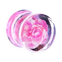 Double Flared Plug met bloemendesign Acryl Tunnels & Plugs