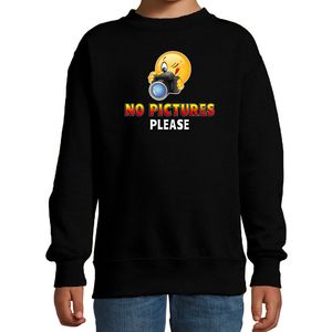 Funny emoticon sweater No pictures please zwart kids