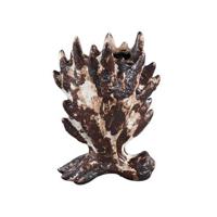 PTMD Baxon Brown glazed ceramic pot spiky border L