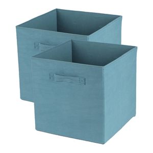 Urban Living Opbergmand/kastmand Square Box - 2x - karton/kunststof - 29 liter - ijsblauw - 31 x 31 x 31 cm - Opbergmand