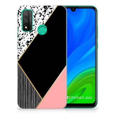 Huawei P Smart 2020 | TPU Hoesje | Zwart Roze Vormen