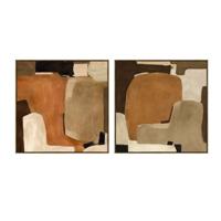 Schilderij Home ESPRIT Bruin Beige Abstract Stads 100 x 4 x 100 cm (2 Stuks)