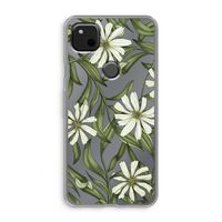Wit bloemenpatroon: Google Pixel 4a Transparant Hoesje