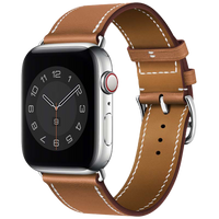 Bandje geschikt voor Apple Watch 38/40MM - Geschikt voor Series 1/2/3/4/5/6/7/8/9/SE - Maat One Size - Horlogebandje - Leren - Bruin