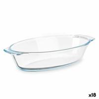 Serveerschaal Met handvatten Transparant Borosilicaatglas 700 ml 23,6 x 5,3 x 13 cm (18 Stuks)