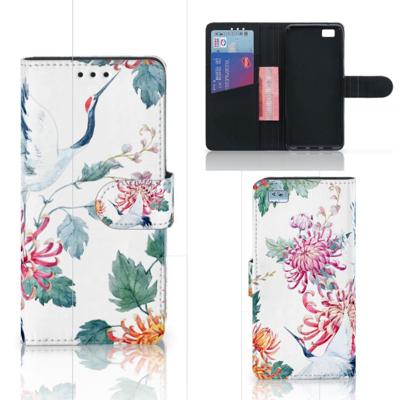 Huawei Ascend P8 Lite | Telefoonhoesje | Met pasjeshouder | Bird Flowers