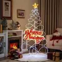 170 cm Kleurrijke Kerstdecoratie Voorverlichte Kerstboom 216 LED-Lampjes 6 Verlichtingsstanden voor Binnen Buiten Kerst en Nieuwjaar