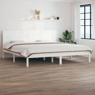 Bedframe zonder matras massief grenenhout wit 200x200 cm
