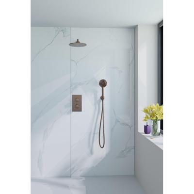 Fortifura Calvi Inbouw Regendoucheset - thermostatisch - wandarm - 25cm hoofddouche - ronde handdouche - metalen doucheslang - geborsteld koper PVD (Koper) SW970038/SW970041/SW970043/SW970045/SW970047/SW970