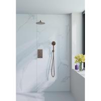 Fortifura Calvi Inbouw Regendoucheset - thermostatisch - wandarm - 25cm hoofddouche - ronde handdouche - metalen doucheslang - geborsteld koper PVD (Koper) SW970038/SW970041/SW970043/SW970045/SW970047/SW970