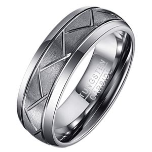 Wolfraam heren ring Diagonale Groeven