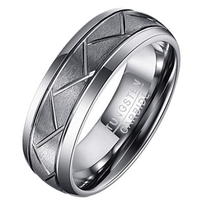 Wolfraam heren ring Diagonale Groeven-21.5mm