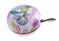 Falkx fietsbel ding-dong bloemen 80 mm wit/paars - thumbnail