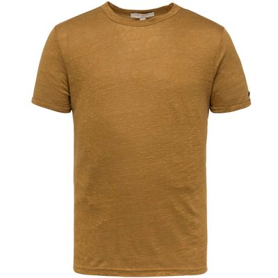 Short sleeve r-neck slim fit linen dull gold
