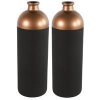 Countryfield Bloemen/Deco vaas - 2x - zwart/koper - glas - 13 x 41 cm - Vazen - thumbnail