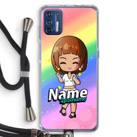 Chibi Maker vrouw: Motorola Moto G9 Plus Transparant Hoesje met koord