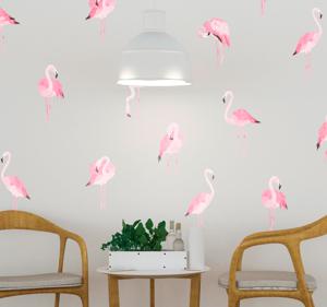 Roze flamingo's patroon muursticker