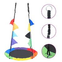 VidaXL Nestschommel met vlaggetjes 100 cm regenboogkleurig VidaXL Nestschommel met vlaggetjes 100 cm regenboogkleurig