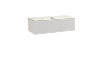 Storke Edge zwevend badmeubel 120 x 52 cm mat wit met Mata asymmetrisch linkse wastafel in solid surface
