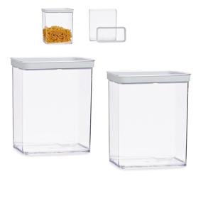 Voorraad bus - Set van 4x stuks - transparant - 3,3 liter - 21 x 10 x 23 cm - met deksel -voorraadbu